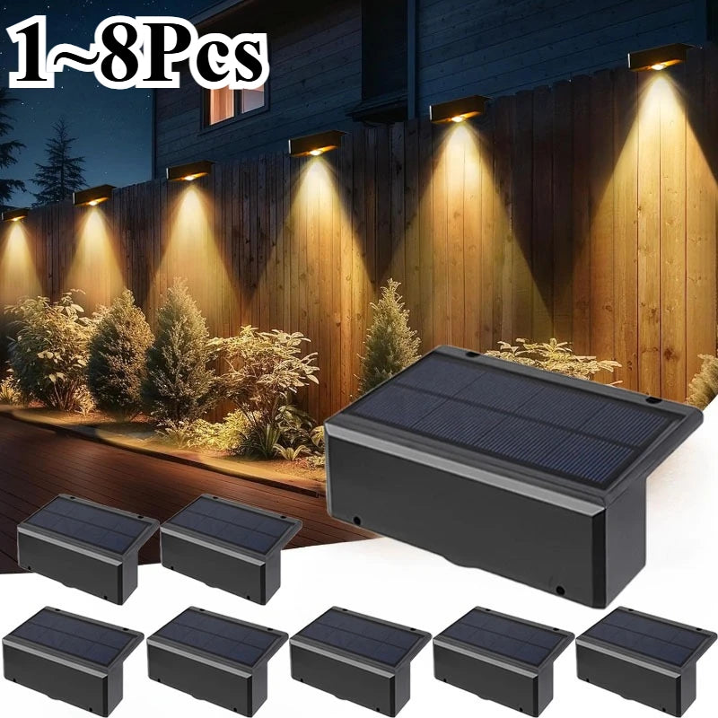 LED Solar Wall Lights Outdoor Wireless Solar Powered Lamps IP65 Waterproof Solar Fence Light Decorative for Garden Balcony Yard