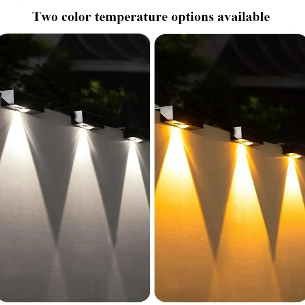 LED Solar Wall Lights Outdoor Wireless Solar Powered Lamps IP65 Waterproof Solar Fence Light Decorative for Garden Balcony Yard