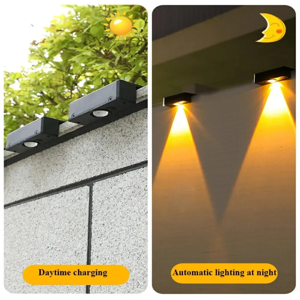 LED Solar Wall Lights Outdoor Wireless Solar Powered Lamps IP65 Waterproof Solar Fence Light Decorative for Garden Balcony Yard